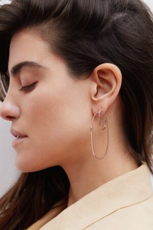 Argola Hoops G em ouro rose 18k com Diamantes - Imagem 4