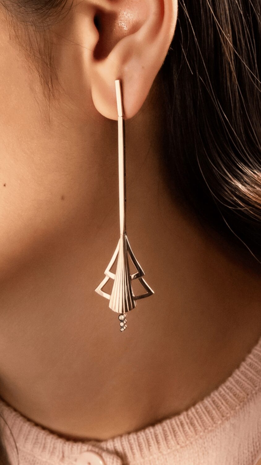Brinco Linnea G em ouro rosé 18k com Diamantes - Imagem 2