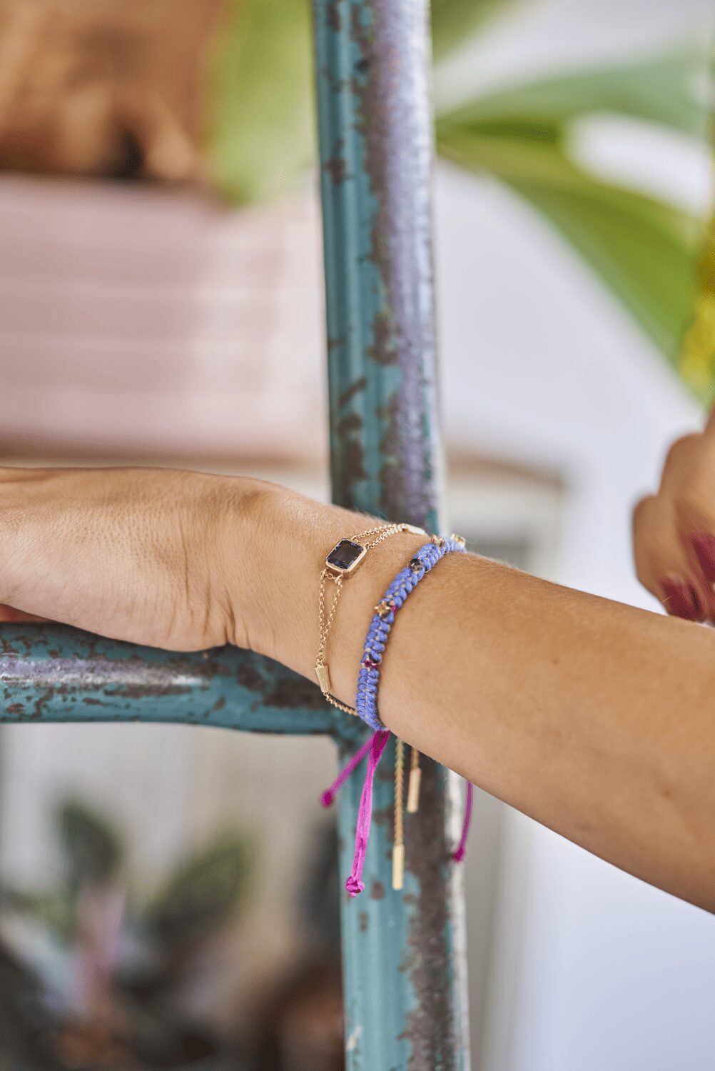 Pulseira Folia com aplique em ouro amarelo 18k e pedra a sua escolha - Imagem 5