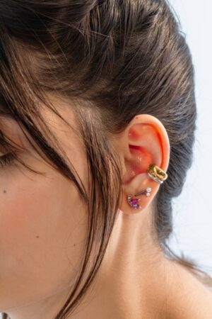 Alternative view of Earcuff Raiz em prata 950 banho de ouro amarelo e branco 18k com Diamante