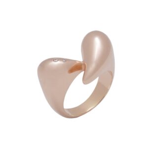 Anel Folha em prata 950 com banho de ouro rosé 18k e Diamante