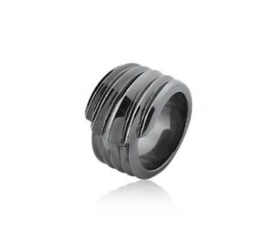 Anel Ripas em prata 950 com banho de ouro negro 18k