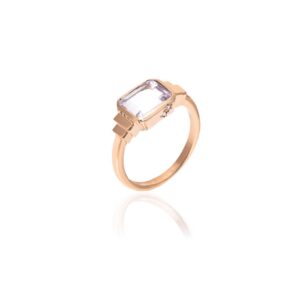 Anel Eternos P em ouro rosé 18k com Ametista