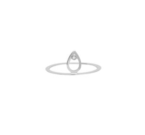Anel Folha de Louro em ouro branco 18k e Diamante