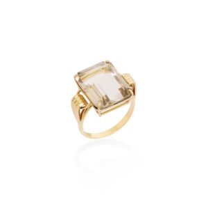 Anel Celebração em ouro amarelo 18k com Quartzo Champagne