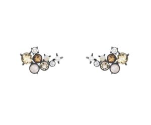 Brinco Confete G em ouro negro 18k com Opala e Diamante