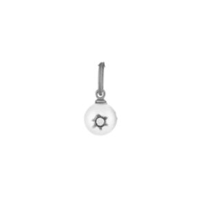 Pingente Papoula P em ouro branco 18k com Pérola e Diamante