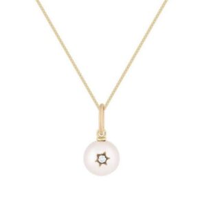 Pingente Papoula G em ouro amarelo 18k com Pérola e Diamante