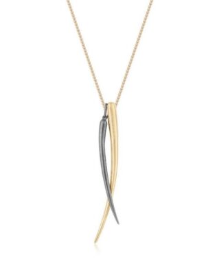 Colar Raiz em prata 950 com banho de ouro amarelo e branco 18k e Diamante