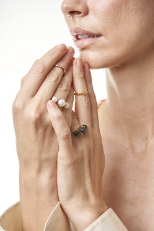 Anel Magnólia em ouro amarelo 18k com Ágata e Diamante - Imagem 4