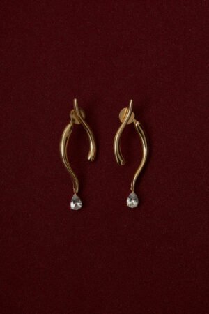 Brinco Elementos Ar em ouro amarelo 18k com pingente de safira incolor