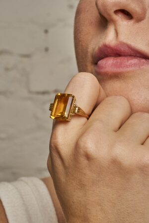 Anel Celebração em ouro amarelo 18k com Quartzo Citrino - Imagem 4